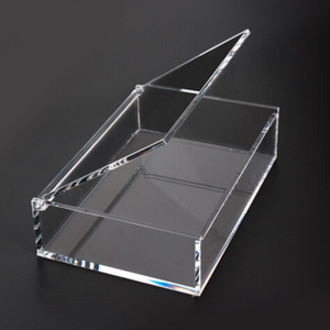 Factory supply clear acrylic boxes with flip lid, plexiglass box with lid and custom logo