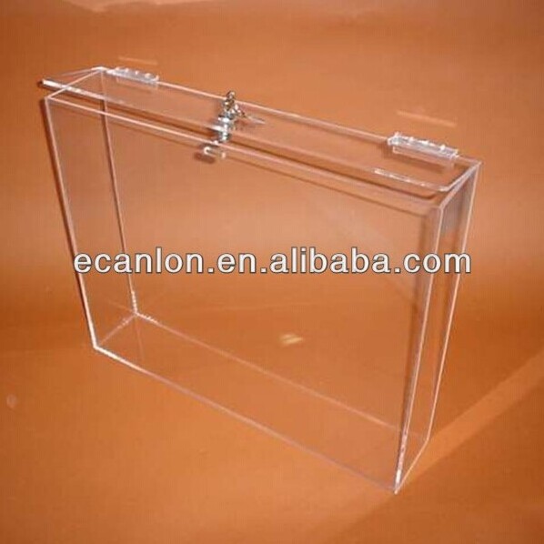 Lockable transparent plexiglass box,plexiglass lock boxes