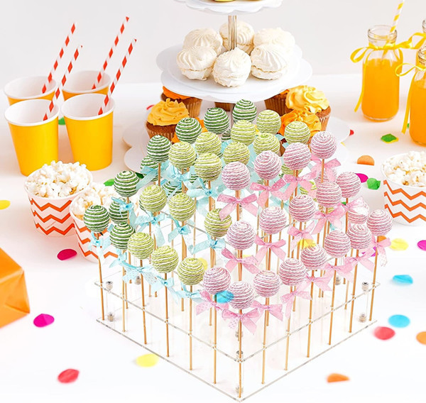 16 Holes Decoration Cake Pop Lollipop Holder Clear Acrylic Display Stand for Wedding Decor Baby Showers Birthday Party