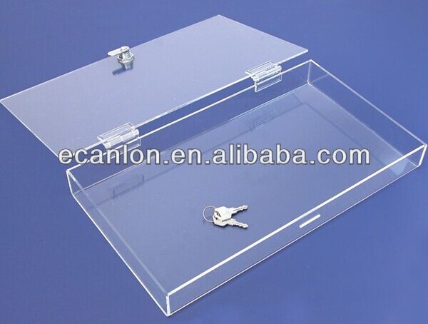 Lockable transparent plexiglass box,plexiglass lock boxes