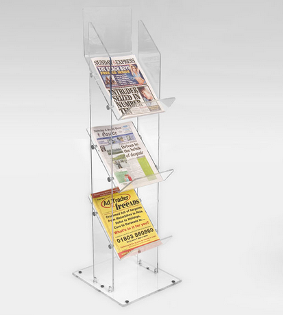 Disassembled transparent commercial floor magazine rack acrylic magazine holder