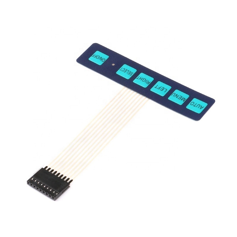 Display Switch Matrix Keyboard Membrane Key Control Panel 6 Key Membrane Switch with Light