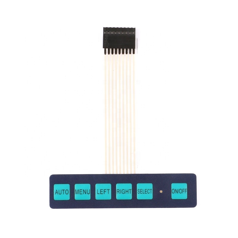 Display Switch Matrix Keyboard Membrane Key Control Panel 6 Key Membrane Switch with Light