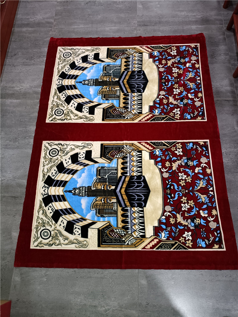 Middle East Style Turkey thin printed raschel fabric with tassel Muslim prayer blanket fabric Islamic Prayer Mat fabric