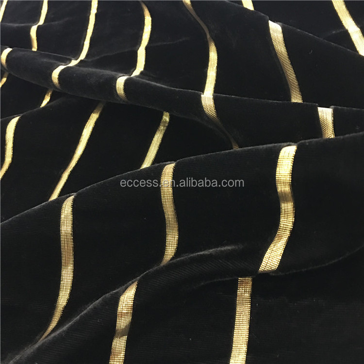 ECCESS HOT Sale Nylon Rayon Lurex Blended Stripe Silk Velvet Upholstery Fabric for Curtain Cushion cover