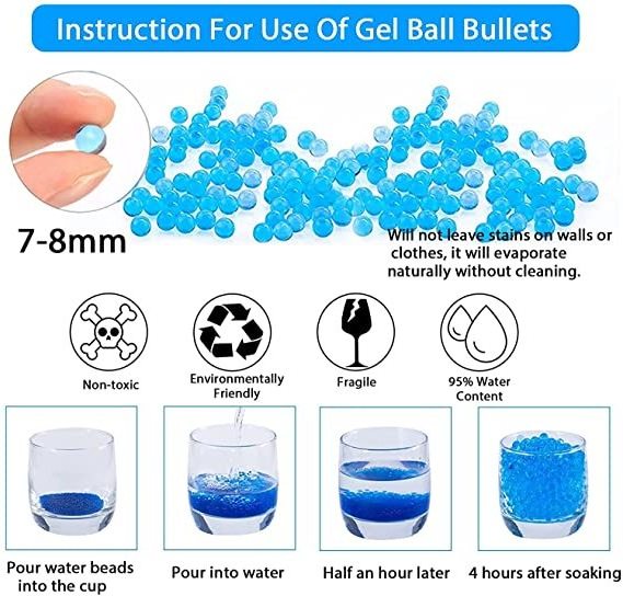 7-8mm Gel Water Balls Bullet Beads Refill Orbeezs Ammo Gel Splatter Ball For  Gel Gun Accessories