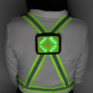 luminous hi visibility led wireless remote control warning cycling reflective safety  chalecos light turn signal  running vest