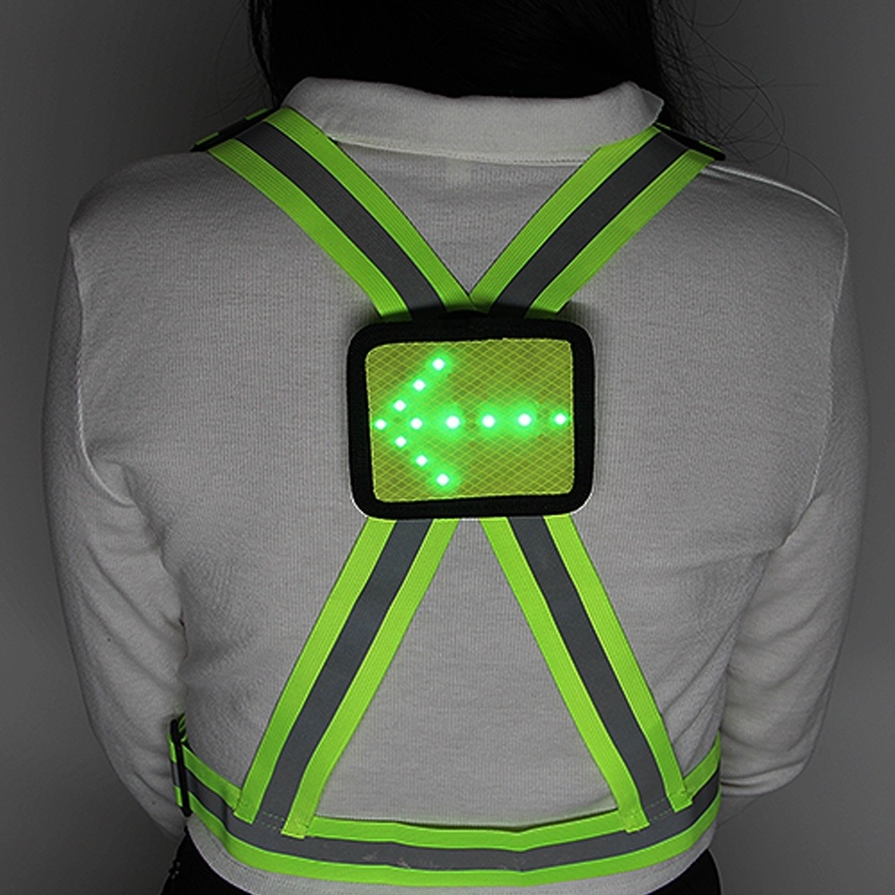 luminous hi visibility led wireless remote control warning cycling reflective safety  chalecos light turn signal  running vest