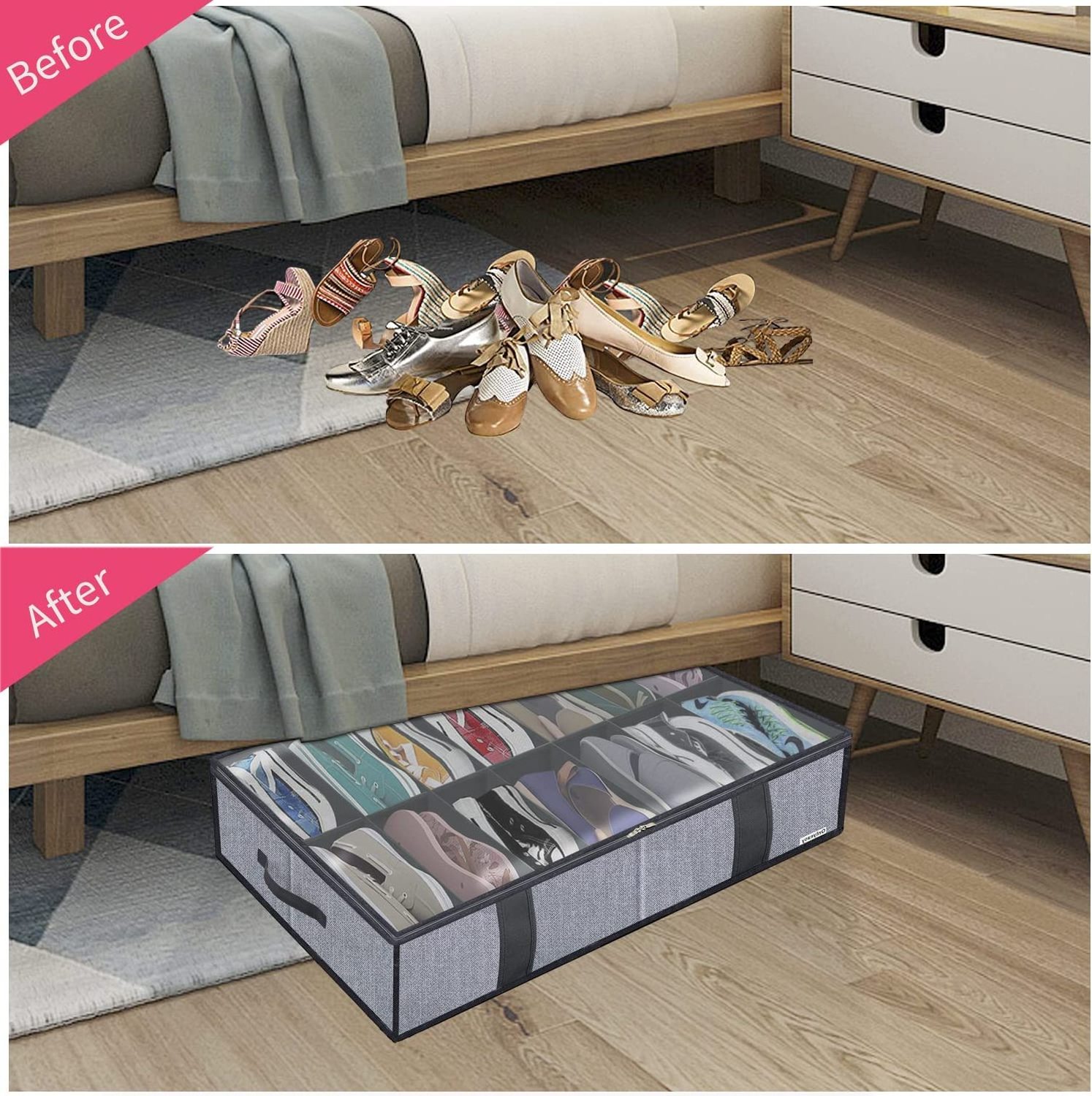 90l under bed storage containers Under The Bed Shoe Storage bag closet wardrobe Organizer with lid