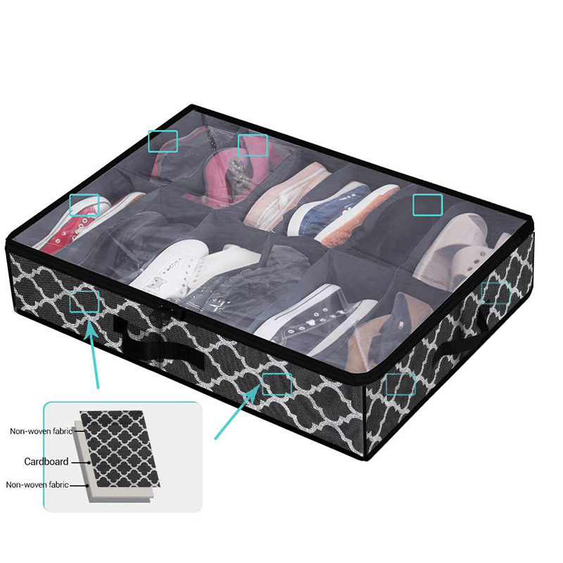 Under Bed Shoe Storage Organizer for Closet Fits 24 Pairs - Sturdy Under bed Shoe Container Box