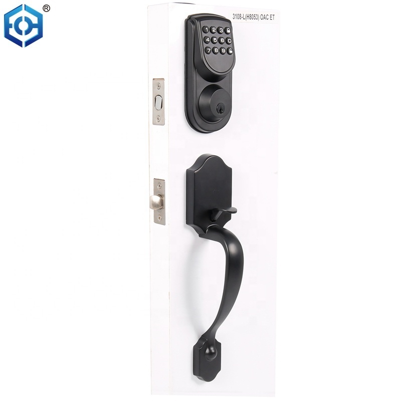 Black Auto Keypad Front Fingerprint Smart Deadbolt Keyless Entress Digital Electronic Door Lock with Handle