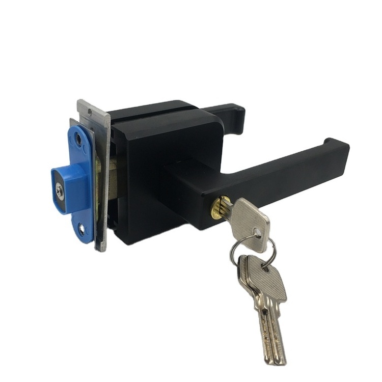 Matt Black Slim Frame Glass Door Handle Lock