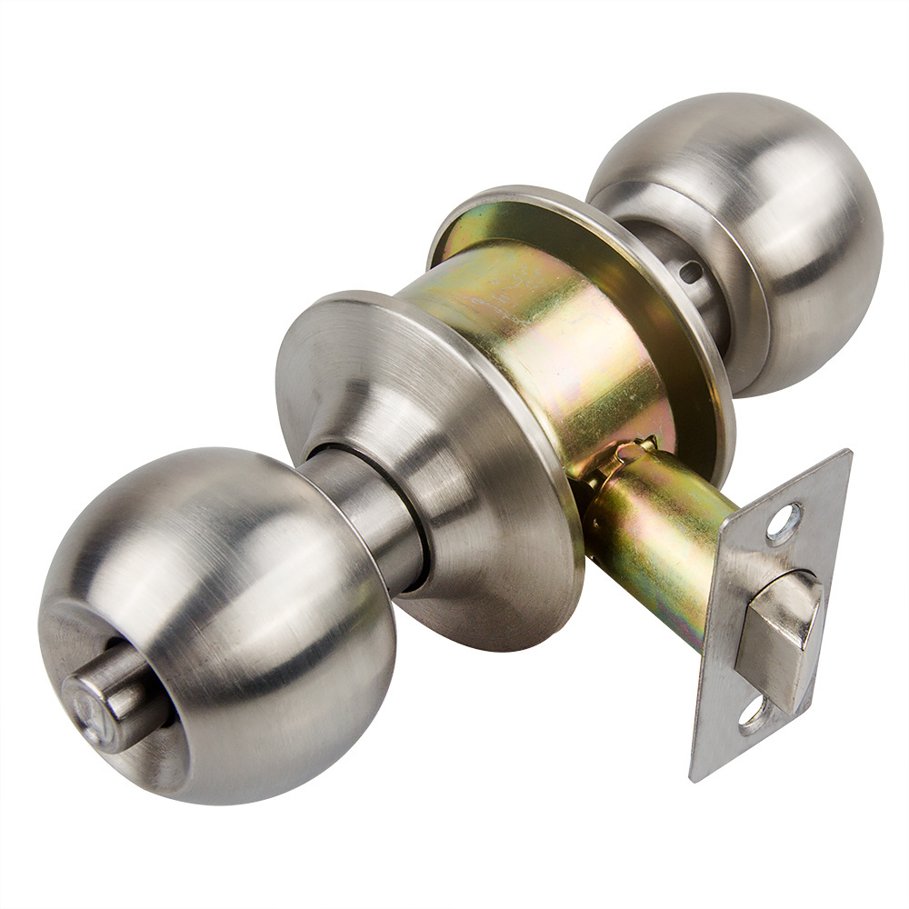 Stainless Steel Push Keyed  Bedroom Door Knob Lock Set with Key