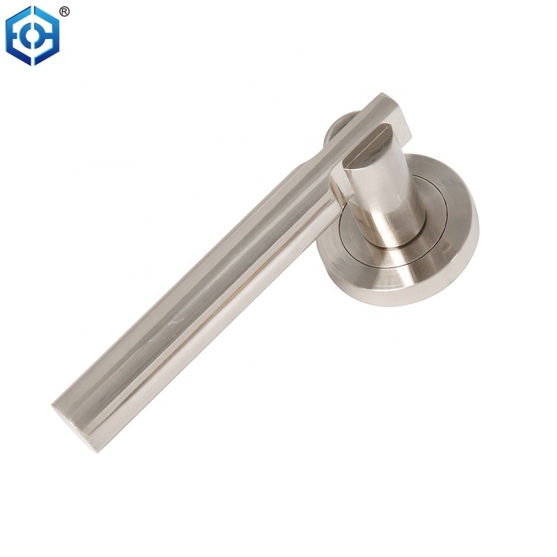 Satin Nickel Finish Heavy Duty Stainless Steel Solid Lever Handle On Rose