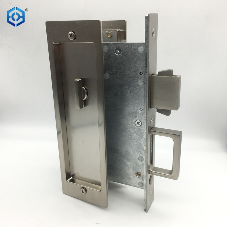 Modern Rectangular Zinc Alloy Mortise Keyed Pocket Door Lock