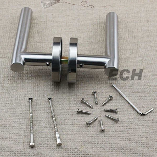 stainless steel door handle lock button privacy lever lock