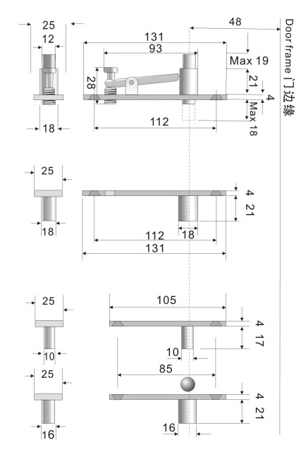 stainless steel 360 degree rotary pivot hinge door rotating door pivot hinges - silver