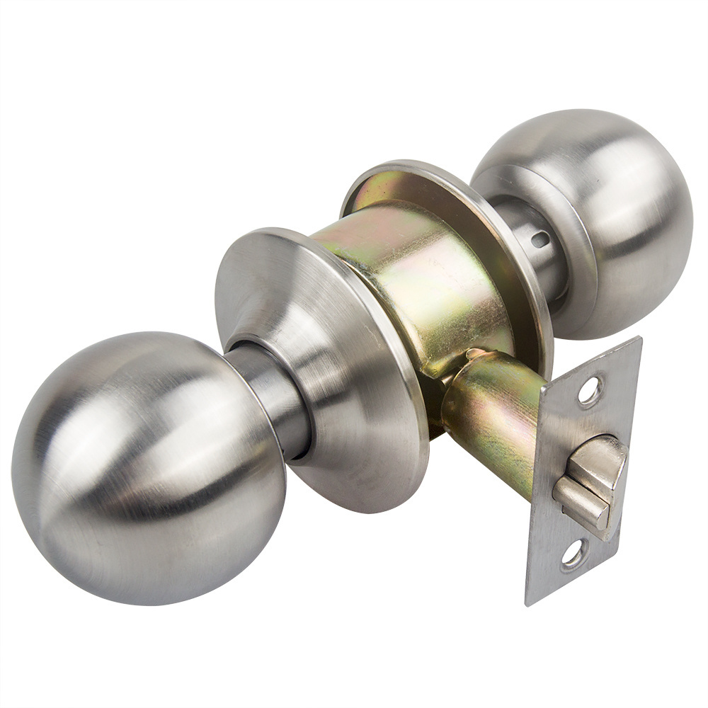 Stainless Steel Push Keyed  Bedroom Door Knob Lock Set with Key