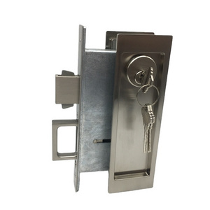 Modern Rectangular Zinc Alloy Mortise Keyed Pocket Door Lock