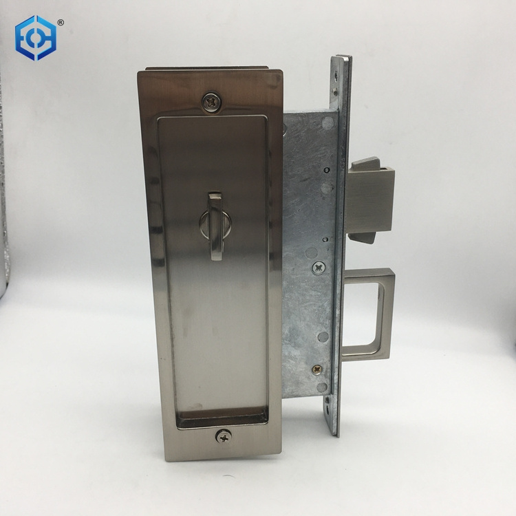 Modern Rectangular Zinc Alloy Mortise Keyed Pocket Door Lock