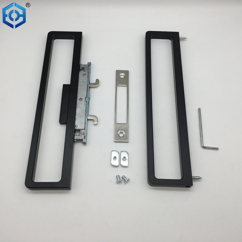 Matte Black Rectangle Thin Aluminum Alloy Sliding Door Lock