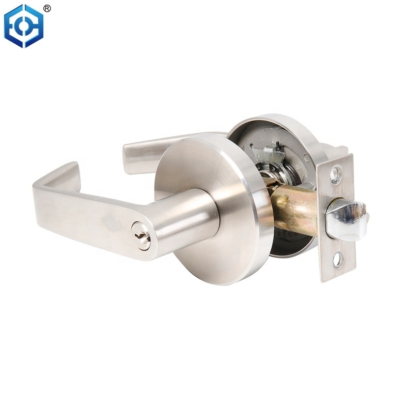 Heavy Duty Brushed Chrome Grade 1 Commercial Cylindrical Entry Door Handle with Lock and Clutch Function