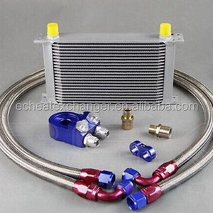 Click to view larger image UNIVERSAL 22 ROW -AN10 ENGINE TRANSMISSION OIL COOLER + RELOCATION FILTER KIT SG SILVER COLOR