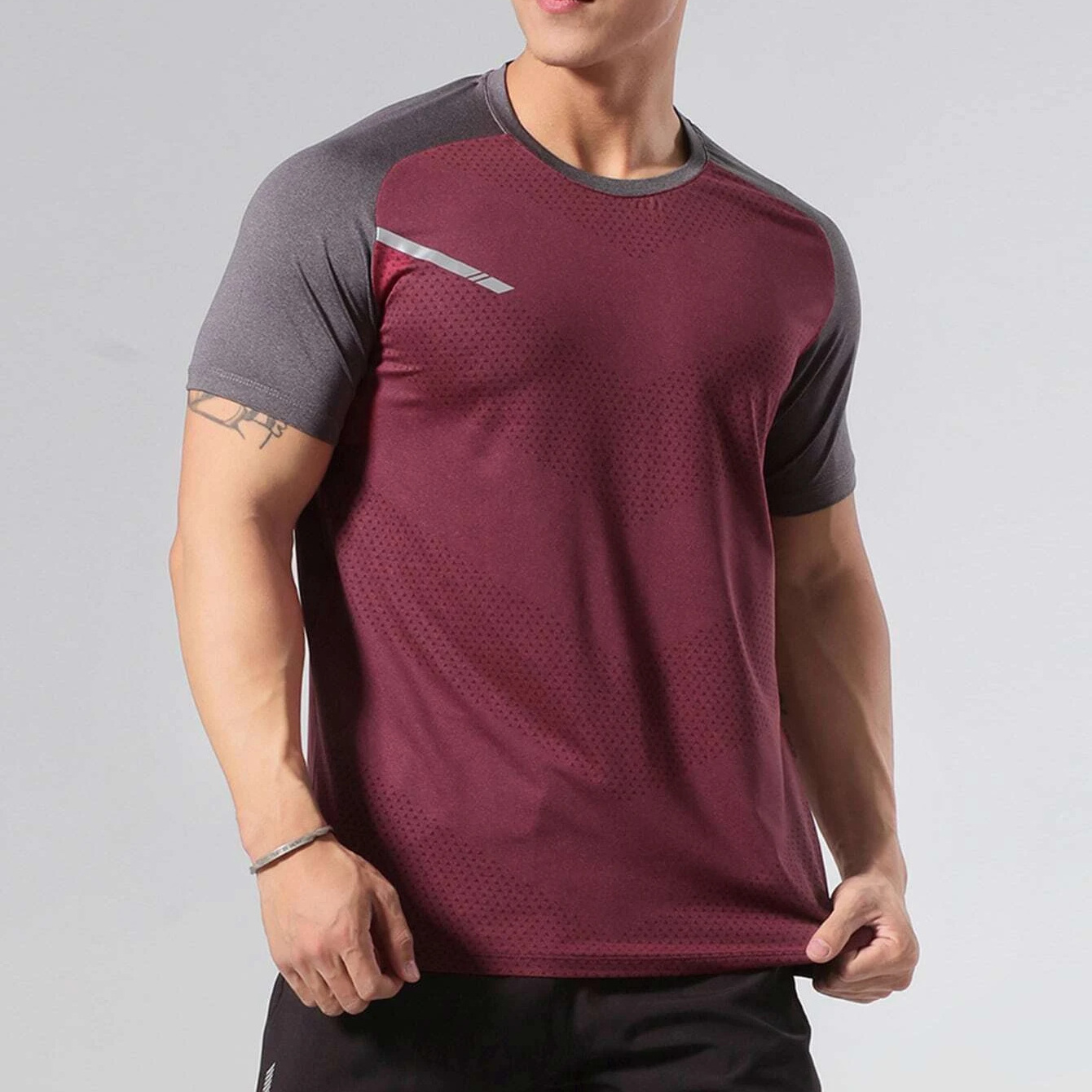 Custom Men Soft Quick Dry Sport Gym Fitness Polyester Blank Functional Running Wear T-shirt