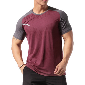 Custom Men Soft Quick Dry Sport Gym Fitness Polyester Blank Functional Running Wear T-shirt