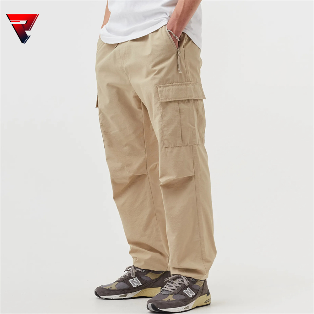 Custom Fashion Loose High Quality Jogging Drawstrings Hip-Hop Khaki 6 Pocket Baggy Cargo Men Street Wear Pants