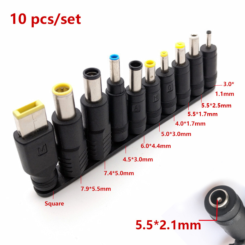 10PCS/Set 5.5x2.1mm Universal Male Jack Connector for DC to DC Plugs AC Power Adapter Computer Cables Connectors Notebook Laptop