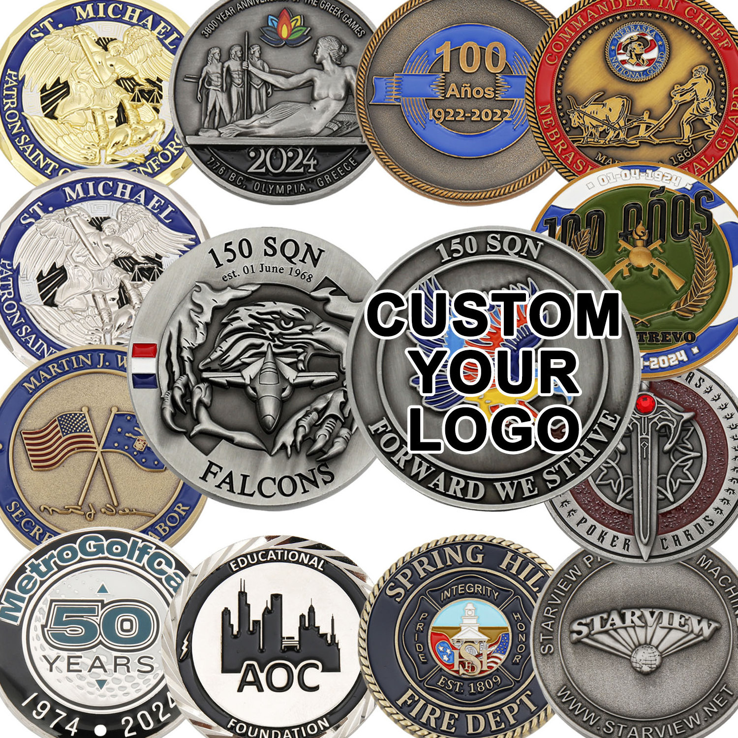 No Moq Custom Zinc Alloy Metal Crafts 3D Conmemorative Coin Metal Enamel Gold Silver Souvenir Challenge Coin