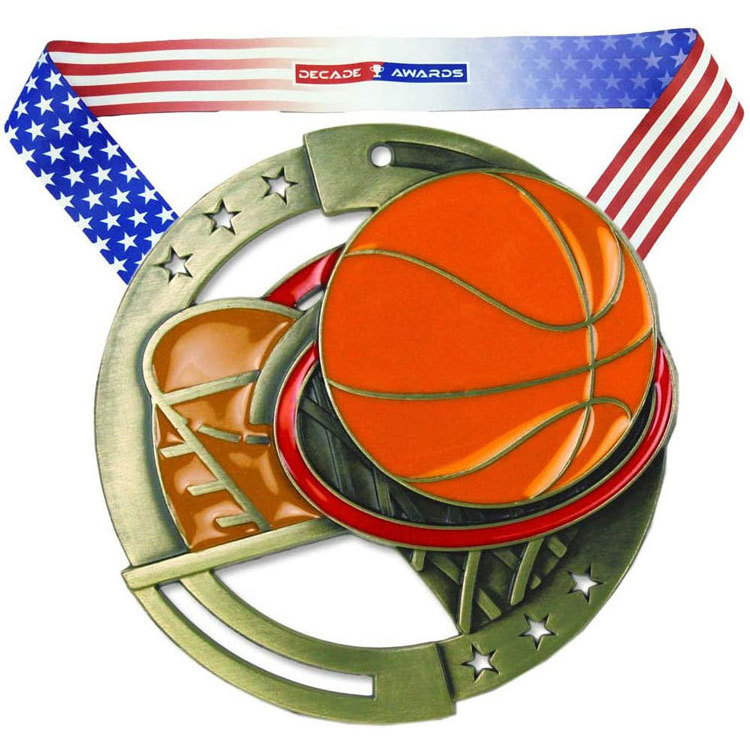 Professional basketball competition medals manufacturers custom metal enamel gold silver and bronze basketball medals