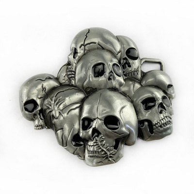 New design custom 3d punk western metal belt buckle stainless steel zinc alloy skull belt buckle