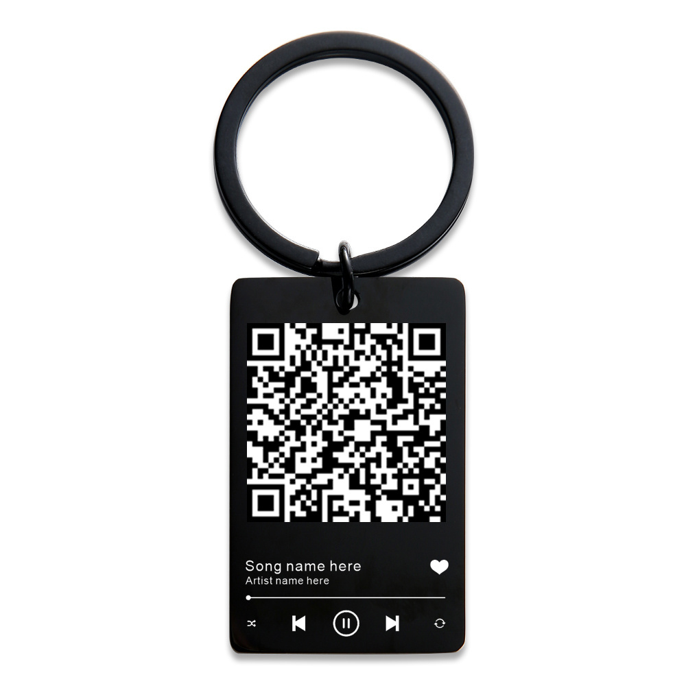 Custom QR Code Keychain Favourite Song QR Scan Keyring Spotify Music Keychain