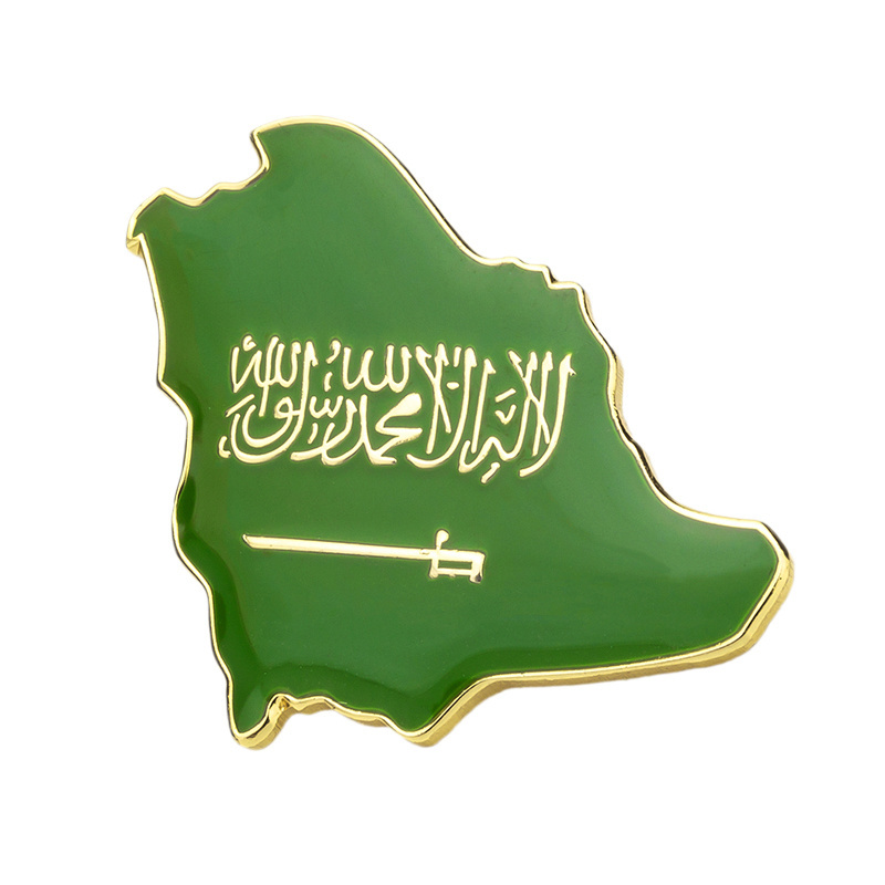 Factory Custom Made Saudi Arabia Metal Coconut Tree Saudi Arabia National Day Flag 3D Badge Saudi Soft Enamel Lapel Pins