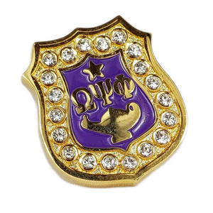 Professional custom logo metal badges rhinestones zinc alloy hard enamel pins Omega Psi Phi Fraternity enamel pin