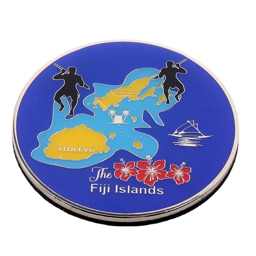 Wholesale Custom Fiji Souvenir Gift Flag Round Shape PVC Fridge Magnet