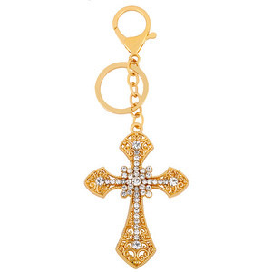 Fashion Pendant Wholesale Rhinestone Cross Metal Keychain