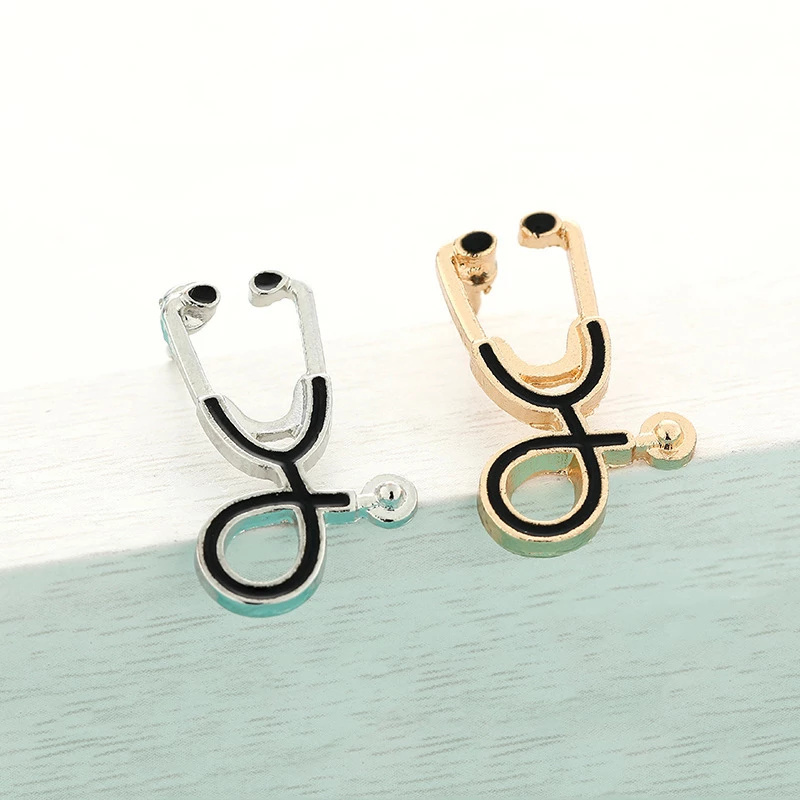 Custom Metal Pin Medical Jewelry Doctors Nurses Mini Stethoscope Brooches Pins Lapel Pin Badges