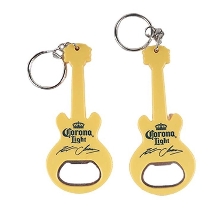 Creative Guitar Keychain Double Sided Printable Logo Music Bar Wine Beer Bottle Opener With Keyring