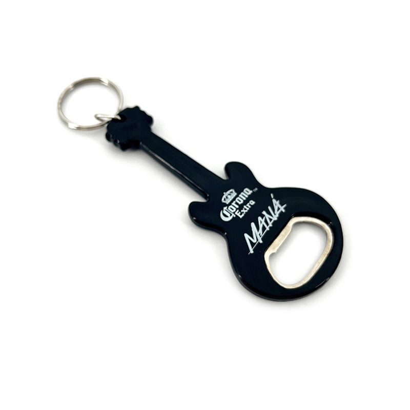 Creative Guitar Keychain Double Sided Printable Logo Music Bar Wine Beer Bottle Opener With Keyring