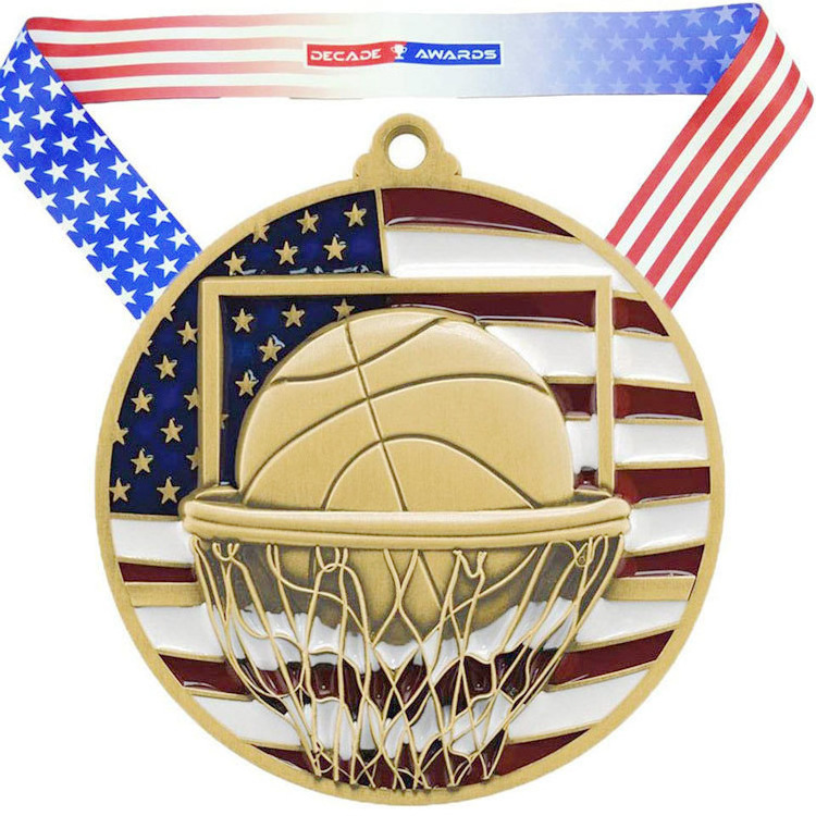 Professional basketball competition medals manufacturers custom metal enamel gold silver and bronze basketball medals