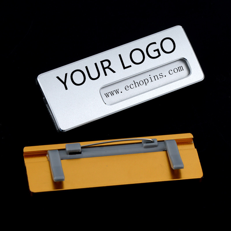 Custom Logo And Text Metal Blank Sublimation Name Tag Company Staff Business ID Name Badge