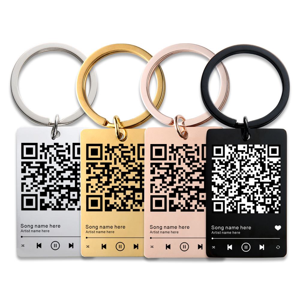 Custom QR Code Keychain Favourite Song QR Scan Keyring Spotify Music Keychain