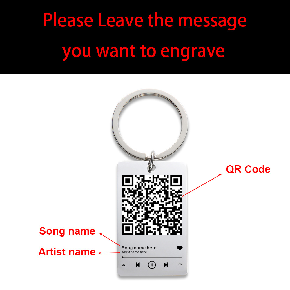 Custom QR Code Keychain Favourite Song QR Scan Keyring Spotify Music Keychain