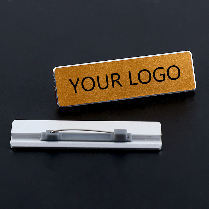 Custom Logo And Text Metal Blank Sublimation Name Tag Company Staff Business ID Name Badge