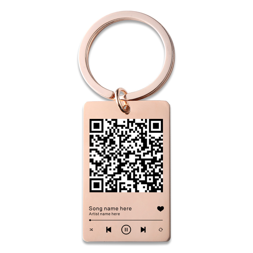 Custom QR Code Keychain Favourite Song QR Scan Keyring Spotify Music Keychain