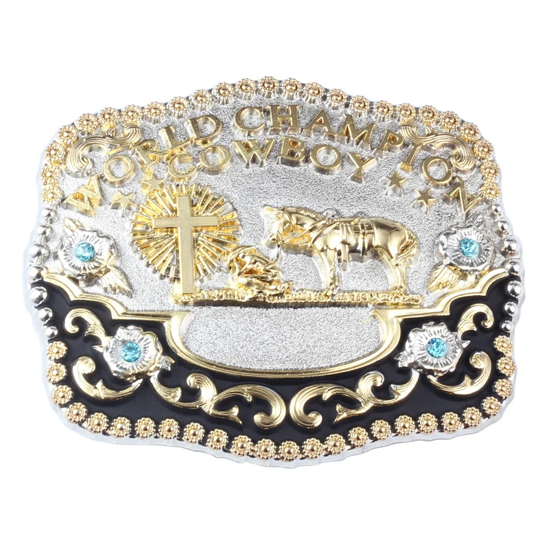 Manufacturers wholesale customized cowboy belt buckle big gold horse belt buckle