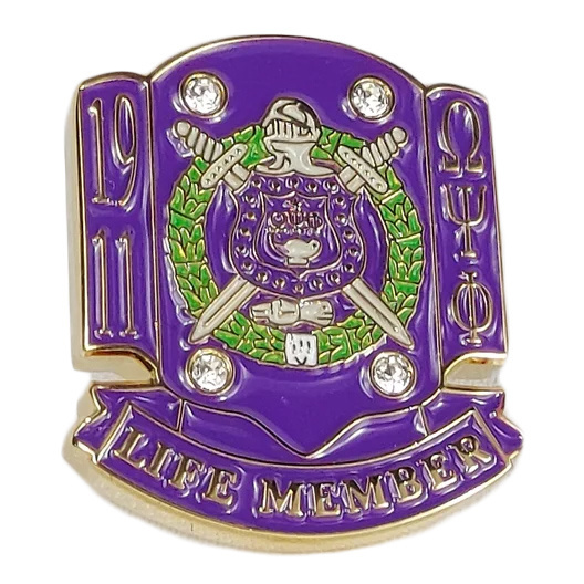 Professional custom logo metal badges rhinestones zinc alloy hard enamel pins Omega Psi Phi Fraternity enamel pin